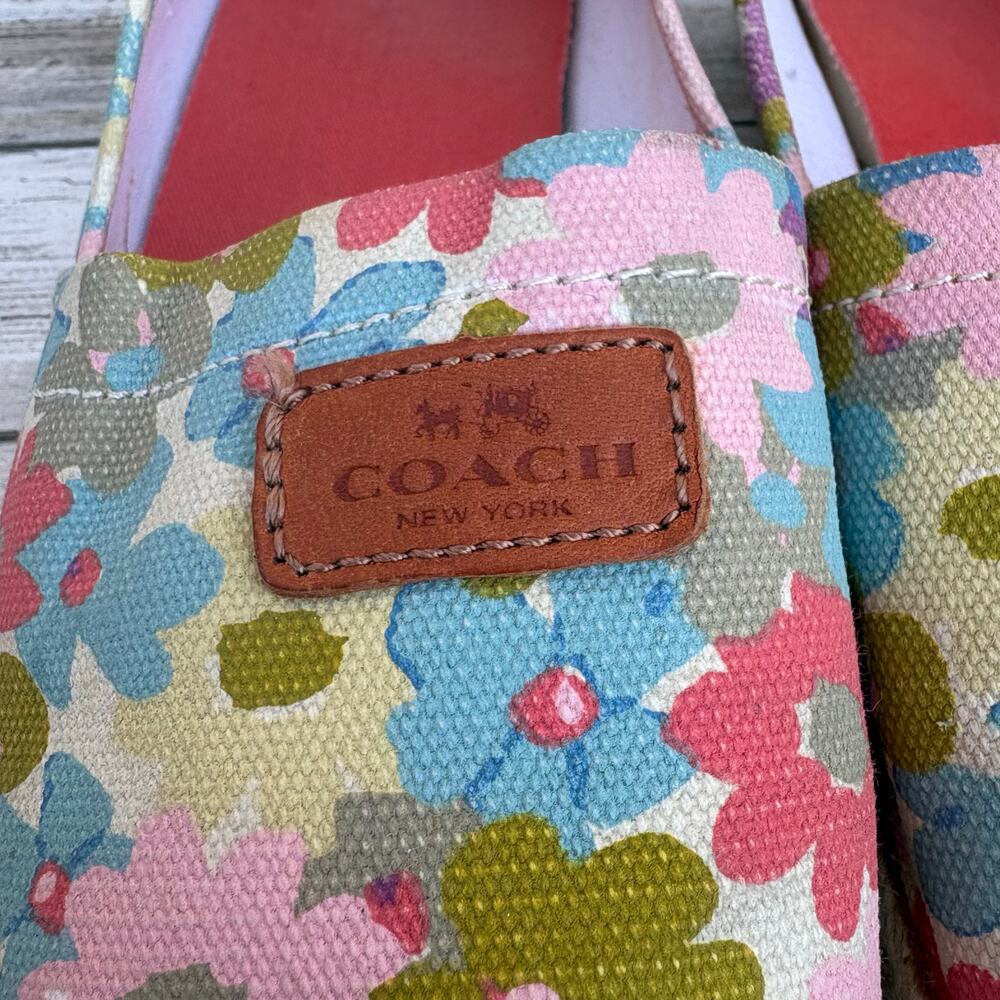 Coach Margret Espadrille Slip On Flats Sz 9.5B Floral Print Canvas Coastal Boho - Picture 7 of 11